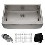 Kraus KHF200-33 33 inch Farmhouse Apron Single Bowl 16 Gauge Stainless Steel Kitchen Sink