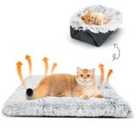 Nobleza Cat Bed, 2 in 1 Cat Beds for Indoor Cats, Foldable Kitten Bed, Cat Nest Bed Cat Cushion, Fluffy Cat Bed, Kitten Beds for Indoor Kittens, Pet Bed Mat for Cat Small Dogs Puppy Kitty 60x50cm Grey