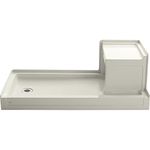 Kohler K-1977-96 Tresham 60-Inch by 32-Inch Shower Receptor with Integral Seat and Left-Hand Drain, Biscuit