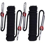 YAYODS 2PCS Multi-use Climbing Ropes, 10M x 10MM Safety Rappelling Abseiling Climbing Rope with Carabiners, Outdoor Climbing Rope for Magnetic Fishing, Hiking, Hammock, Caving and Rescue