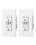 DEWENWILS USB Outlet, 3-Port USB Wall Outlet (2 USB A & 1 USB C), 30W 6A Receptacle Outlet, 15A Tamper Resistant, Screwless Wall Plate Included, UL Listed, 2 Pack, White