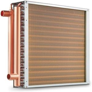 VEVOR Heat Exchanger Water to Air, 16"x 16" with 3-Row 3/8" Copper Ports, 193 Aluminum Fins Heat Exchanger for Outdoor Wood Furnaces, Residential Heating and Cooling, and Forced Air Heating