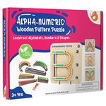 ButterflyEduFields Wooden Alphabets Puzzle Toys for 3 4 5 Year Old Girls Boys | ABC Toys for Kids | Alphabets Numbers Shapes Puzzles | Montessori Activity Toys | Building Blocks for Kids 3+ Years