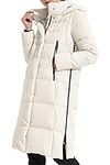 Orolay Women's Thickened Down Jacket Long Winter Coat Hooded Puffer Jacket (White, Medium)