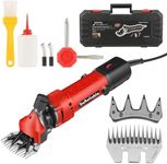 DeReliable 1200W Professional Sheep Clipper Sheep Shearing Machine, 1 Extra blade, 6 Speed Adjustable, Red. 6 months warranty(Double blade, 10, count)