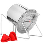 URBANMONK Rice Pot Drainer Stand Kitchen Shelves| Stainless Steel Stand For Fruit, Beans, Noodle Strainer | Tabletop Cooked Rice Strainer Stand | Hands Free Rice Drainer Stand