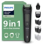 Philips Multigroom 3000 Series All-in-One 9-Piece Trimmer - Shaver and Clipper for Beard, Nose, Hair, and Body, Self-Sharpening Skin-Friendly Blades, 12 Length Settings, Model MG3946/15