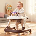 Baybee 2-in-1 Convertible Baby Walker with Push Walker Mode, Foldable Design, Musical Toy Bar & Safety Stopper – Walker for Kids for 6 to 18 Months, Baby Walkers for 6–18 Month Baby Boy & Girl (Brown)
