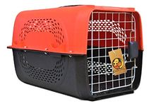 Foodie Puppies Imported Plastic Portable Pet Travel Carrier Cage & Kennel House for Dogs, Puppies & Small Animals (19" X 12" X 12", Neon Red)