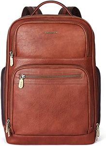BOSTANTEN Leather Backpacks College 15.6” Laptop Travel Computer Shoulder Backpack For Men Coffeebrown