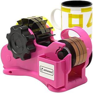 Echomerx Multi-Roll Heat Tape Dispenser Sublimation - Best Cut Heat Resistant Thermal Tape for Sublimation Transfer, Pen Holder, 1 and 3 inch Core, Optional Heat Press Tape Pack, Pink