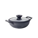 Meyer Pre Seasoned Cast Iron Kadai|Iron Kadhai with Lid for Cooking and Stir Frying | Heavy Base Iron Kadai Small Size | Gas Stove and Induction Friendly 20cm/ 1.5 Liters, Black