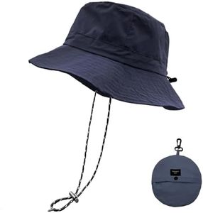 lifwimner Cappello da Pescatore Sole Donna Uomo Pieghevole Cappelli UV Protezione Estivo Impermeabile Safari per Pesca Esterno Campeggio Viaggi Outdoor(Marina)