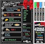 Magnetic Dry Erase Menu Board for Fridge Includes 4 Liquid Chalk Markers - Weekly Meal Planner Blackboard, Grocery List and Notepad for Kitchen Refrigerator - Chalkboard Magnet