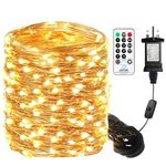 Fairy Lights Plug in, 33ft/10M 100 LED Copper Wire String Lights Mains Powered 8 Modes Warm White Christmas Tree Lights Waterproof for Indoor Outdoor Garden Party Wedding Bedroom Christmas Decorations