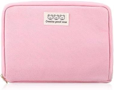 iSuperb Pencil Case Large Capacity Pencil Pouch Waterproof Passport Bag Zipper Stationery Storage Cosmetic Makeup Bag Organizers for Women (Light Pink)