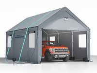 12 * 20 Heavy Duty Carport Canopy - Extra Large Portable Car Tent Garage with Roll-up Windows and All-Season Tarp Cover,Metal Roof &Side Walls for Car, SUV,Boats&Truck Shelter Logic Storage