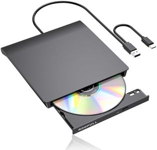ROOFULL External CD DVD Drive for Laptop, USB 3.0 Type-C CD DVD Disc Reader Writer Burner, USB-C Portable CD DVD Player for Windows 11/10/7 PC Apple Mac MacBook Linux Computer, RF21-MAS