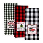 DII Embroidered Dish Towel Set, Cotton, Tree Farm, 18x28