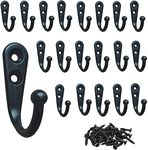 40 Pieces Wall Mounted Hook Robe Hooks Single Coat Hanger Robe Hooks Door Hook Key Hooks Jewelry Cloth Hanger and 80 Pieces Screws (Black)