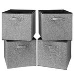 i BKGOO Foldable Fabric Storage Cube Bins with Cotton Rope Handle,Set of 4 Collapsible Resistant Basket Box Organizer for Home Office Nursery and More – Gray 13x15x13 inch