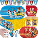 Paw Patrol Party Supplies and Decorations, Paw Patrol Birthday Party Supplies, Serves 8 Guests, Officially Licensed with Table Cover, Banner Decor, Plates, Napkins & More