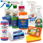 Hot Tub Spa Cleaning Supplies Kit: Shell Wax, Spa Cover Protectant, Filter Cartridge Cleaner, Pillow & Cabinet Cleaner, Spaange Scrub Pads, Spa System Flush, ZorbO Scum Absorber