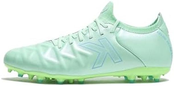 KELME Soccer Cleats Calfskin Leather Men's and Women's - Soccer Shoes Outdoor/Indoor Unisex Adult Sizes - Artificial Grass AG, Mint Green, 9.5