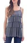 Smallshow Nursing Tank Tops Maternity Shirt Breastfeeding Sleeveless Camisole Deep Grey L