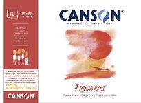 Canson Figueras Oil & Acrylic 290gsm Paper pad Including 10 Sheets, Size:33x24cm, Canvas-Like Texture