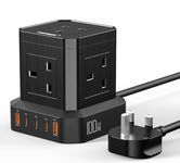 100W PD3.0 Fast Charge USB Extension Lead, TOPREK 5 Way (13A/3250W) Multi Plug Extension Socket with type C, Desktop High Power Extension Cable, Tower Extension Lead for Home Dorm Office Travel