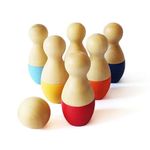 shumee Mini Wooden Bowling Set for Kids 2+ Years | Multicolor | 100% Child Safe & Non Toxic Colors | 6 Pins & 1 Ball | Indoor & Outdoor Fun Games | Kids & Toddlers Wooden Activity Toy