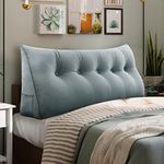 BNCKTRD Headboard Wedge Pillow Large Bolster Triangle Reading Pillow King Size Bed Rest Back Support Pillow for Sitting up in Bed Daybed Couch Backrest Cushion Velvet Gray