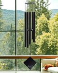 PARADIGM PICTURES Metal 30.5 Inch Big Wind Chimes for Home Balcony Positive Energy- Positive Energy Items (Black 5 Pipe Wind Chime)