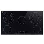 Empava Built in. 36 in. 240V Radiant Electric Cooktop in Black with 5 Including Dual Element and Warm Zone, 36IN