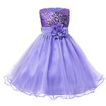 HENG&LING Sequin Flower Girls Dress Ball Gown Wedding Party Dress Sleeveless Little Girls Evening Formal Pegeant Purple 120