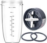 New Blender Cup and Blade Replacement Parts 32oz Cup and Extractor Blade and 2 Rubber Gaskets 4-Piece Compatible with High-Speed Blender/Mixer System 600W/900W Series