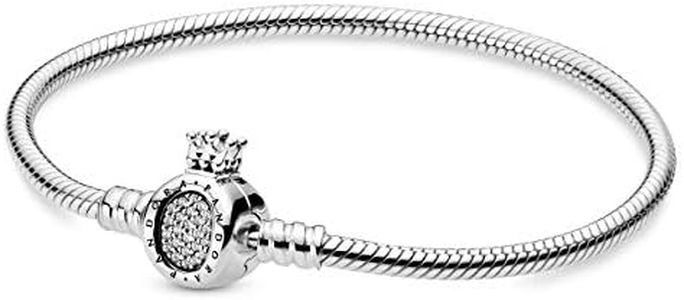 Pandora Women Sterling Silver Bangle Bracelet, 20 cm, Silver, Cubic Zirconia