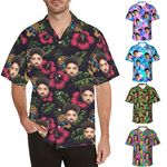 Custom Hawaiian Shirt with Face Photo Personalized Shirt Customized Gifts for Men Dad Boyfriend Husband with Tropical Beach, Color 6, Medium