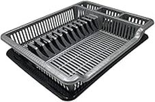 Home Design Plastic Large Dish Drainer Plate Cutlery Rack Holder with Drain Board 46 cm 37.5 cm x 8 cm