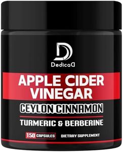 Apple Cider Vinegar Capsules 600mg Ceylon Cinnamon 300mg Turmeric Curcumin 300mg & Berberine 300mg - Dietary Supplement Support for Keto, Weight Management, Digestive & Immune Health - 150 ACV Pills