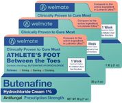 WELMATE - Athletes Foot Treatment Extra Strength - Antifungal Cream - Butenafine Hydrochloride - Relief from Ringworm, Athlete's Foot & Jock Itch - Foot Care - Nail Fungus Treatment For Toenail - 3 Pk