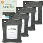 MOSO NATURAL: The Original Air Purifying Bag. for Cars, Closets, Bathrooms, Pet Areas. an Unscented, Chemical-Free Odor Eliminator. 200g 4 Pack (Charcoal)