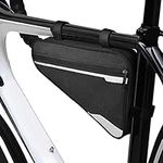 kwmobile Bike Triangle Bag for Bicycle - Reflective Triangular Bicycle Frame Bike Zipper Pouch - Black