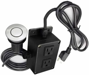 Strictly Sinks Dual Outlet Garbage Disposal Air Switch Kit – Sink Top Waste Disposer Control Box with Stainless Steel Push Button, 15A, 125/250V, for Kitchen Sink/Countertop (Polished Chrome)
