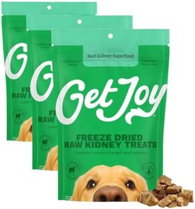Get Joy Freeze Dried 100% Beef Kidney Dog Treats, 4oz | Single Ingredient Organ Meat, High Protein Raw Dog Food Topper, Snack & Training Rewards | Grain Free, Gluten Free, Filler Free (Pack of 3)