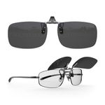 Goiteia Polarized Flip up Clip on Sunglasses for Men Women|Easy to Put on and Take off One-handed（57 * 36mm Grey lenses）