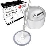 VENETIO Innowellclean Spin Mop and Bucket Set Floor Cleaning System with Round Reusable Washable Pad, Hands-Free Self Wringing Wet & Dry Microfiber Mop for Wood, Hardwood, Tile, Ideal for Pet Owners