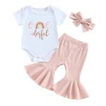 Xeadoffubio Toddler Baby Girl Birthday Outfit Groovy 1-5T Groovy Romper Shirts Flower Bell Bottoms Headband Birthday Clothes Groovy Print Romper Shirts Toddler Baby Girl Outfit (White7, 6-12 Months)