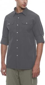 Little Donkey Andy Camisa de manga larga para hombre, elástica, secado rápido, UPF50+, para senderismo, viajes, camping, gris (A Grey), X-Large